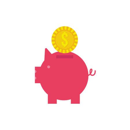 piggy savings with coin money dollar flat style vector illustration designのイラスト素材