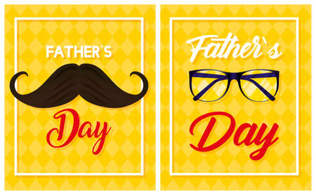 happy fathers day card with mustache and eyeglasses vector illustration design