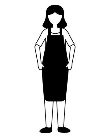seller woman with apron on white background vector illustrationのイラスト素材