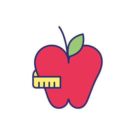 apple fresh fruit with tape measure vector illustration designのイラスト素材