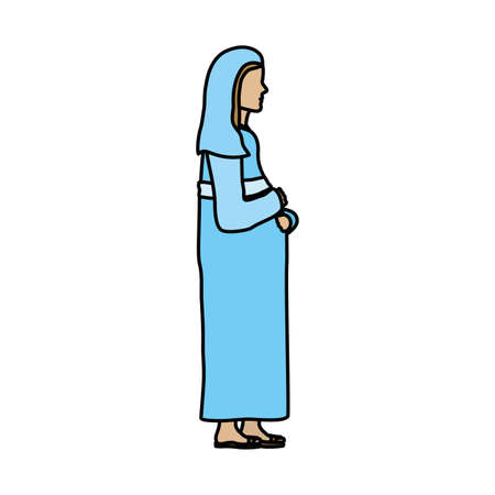 cute mary virgin manger character vector illustration designのイラスト素材