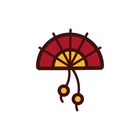 chinesse fan decoration new year isolated icon vector illustration designのイラスト素材