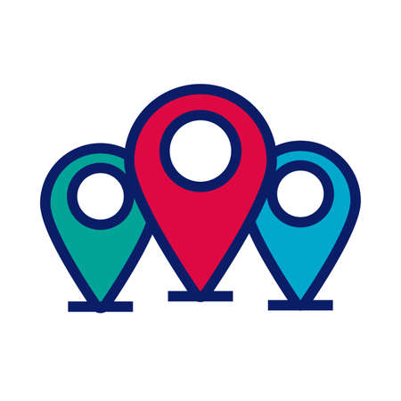pins pointers location line and fill style icon vector illustration designのイラスト素材