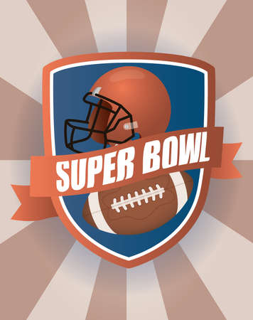 superbowl sport poster with helmet and balloon shield vector illustrationのイラスト素材