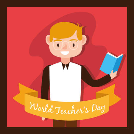 male teacher worker character icon vector illustration designのイラスト素材