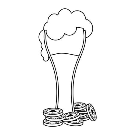 saint patrick celebration beer in glass with coins vector illustration designのイラスト素材