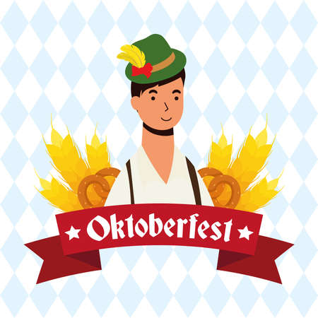 german man wearing tyrolean suit character vector illustration designのイラスト素材