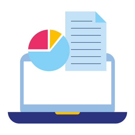 business laptop report chart document vector illustrationのイラスト素材