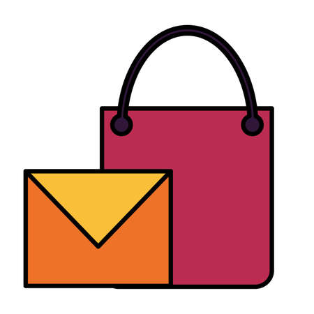 shopping bag email message on white background vector illustrationのイラスト素材