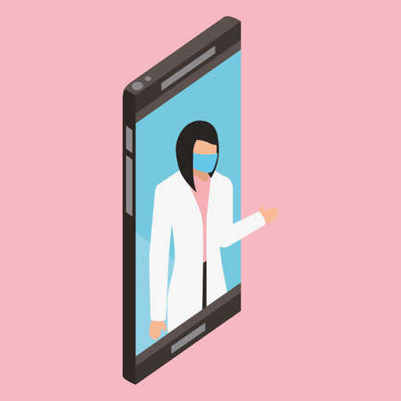 female doctor with face mask vector illustration designのイラスト素材