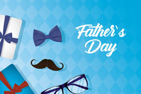 happy fathers day card with mustache and eyeglasses vector illustration designのイラスト素材