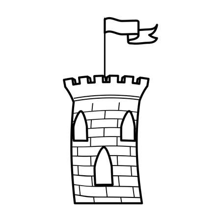 dark castle tower with flag building halloween icon vector illustration designのイラスト素材