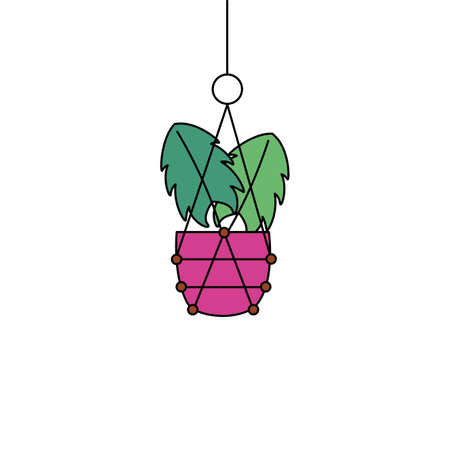 Hanging plant inside pot design, Garden ornament nature botany natural and floral theme Vector illustrationのイラスト素材
