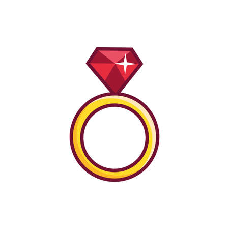 happy valentines day ring line and fill style vector illustration designのイラスト素材