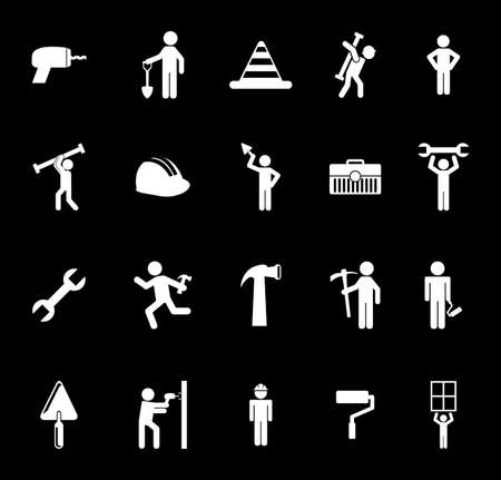 Construction icon set design, Work repair reconstruction industry build project and architecture theme Vector illustrationのイラスト素材