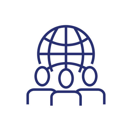 business people avatars with sphere planet vector illustration designのイラスト素材