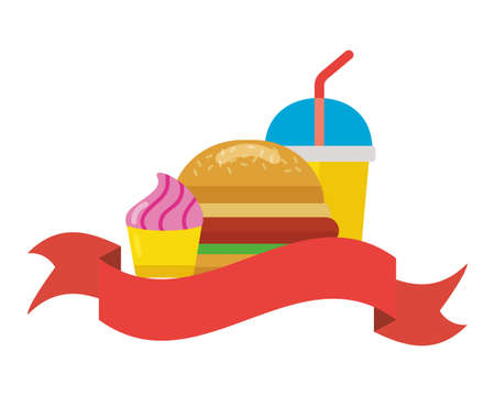 fast food burger soda ice cream vector illustrationのイラスト素材