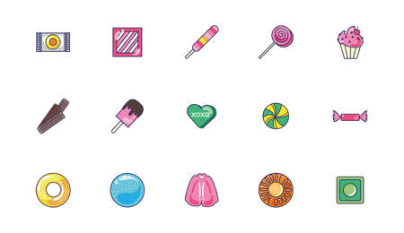 bundle of sweet set icons vector illustration designのイラスト素材