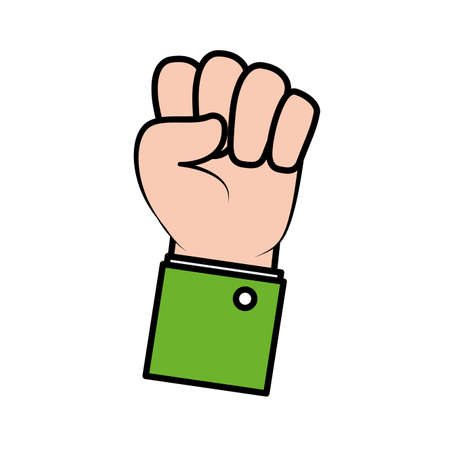 hand raised in fist on white background vector illustrationのイラスト素材