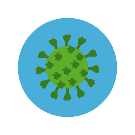 covid19 particle block and flat style icon vector illustration designのイラスト素材