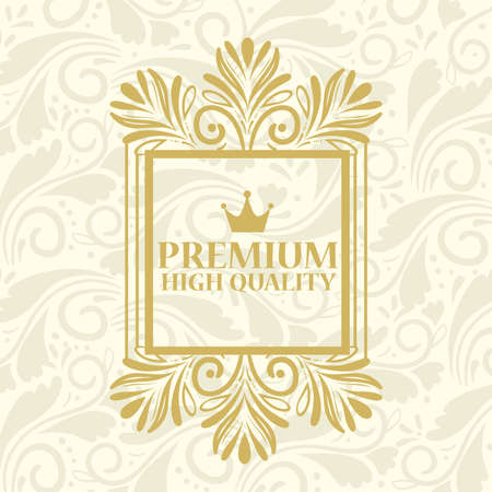 high quality, premium product label in gold square frame decoration vector illustration designのイラスト素材