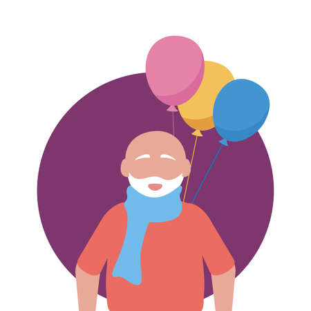 Grandfather cartoon design, Old person grandparents man avatar senior and adult theme Vector illustrationのイラスト素材
