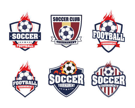 football soccer sport poster with set emblems icons vector illustration designのイラスト素材