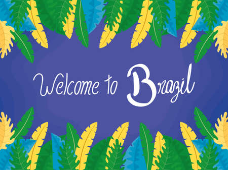 brazil carnival poster with lettering and feathers vector illustration designのイラスト素材