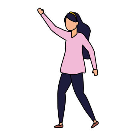 celebrating woman with arms up vector illustrationのイラスト素材