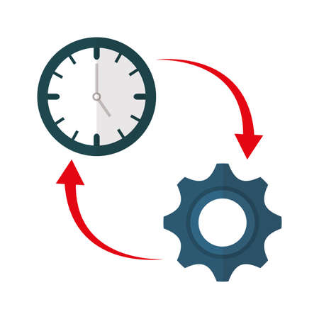 Clock and gear design, Time tool instrument second deadline measure and measure theme Vector illustrationのイラスト素材