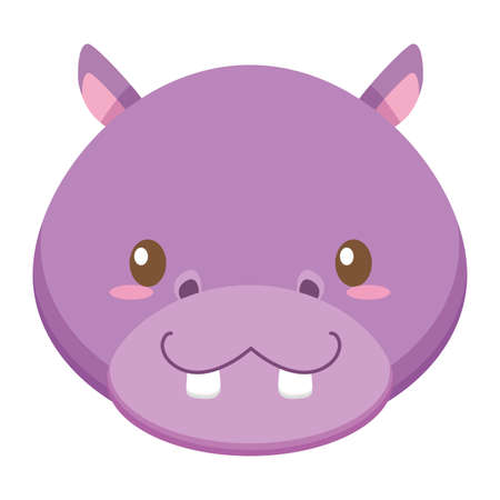 cute little hippo baby head character vector illustration designのイラスト素材
