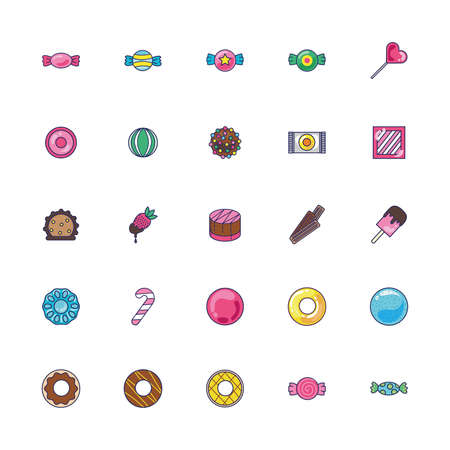 bundle of sweet set icons vector illustration designのイラスト素材