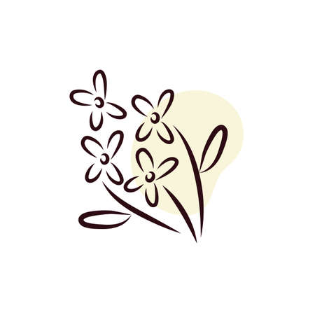 beautifull flowers and leafs garden hand draw style vector illustration designのイラスト素材