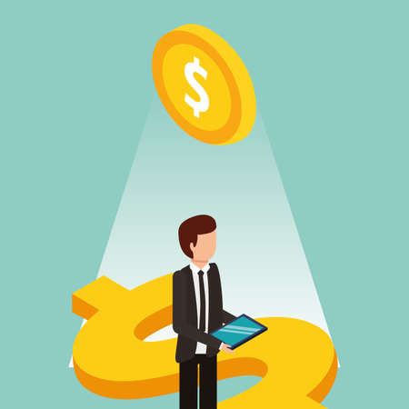 Money and businessman design, Financial item commerce market payment invest buy and economy theme Vector illustrationのイラスト素材