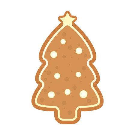 happy merry christmas tree cookie pastry vector illustration designのイラスト素材