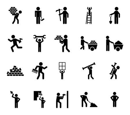 Construction icon set design, Work repair reconstruction industry build project and architecture theme Vector illustrationのイラスト素材