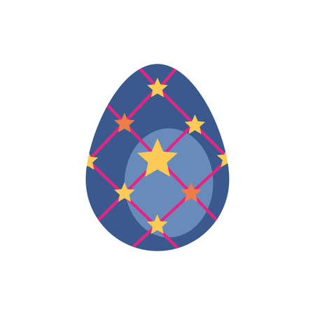 easter egg painted with stars flat style vector illustration designのイラスト素材