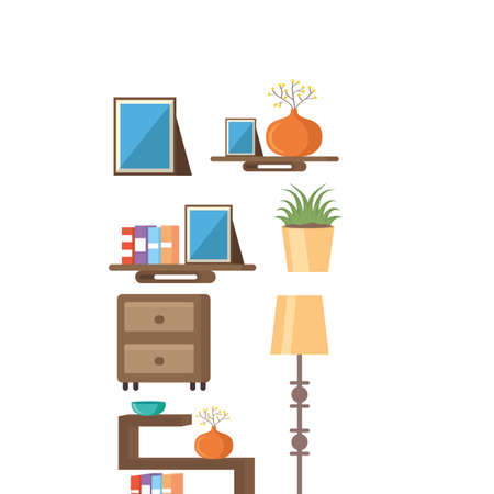 Living room objects design, Home decoration interior house comfortable and apartment theme Vector illustrationのイラスト素材