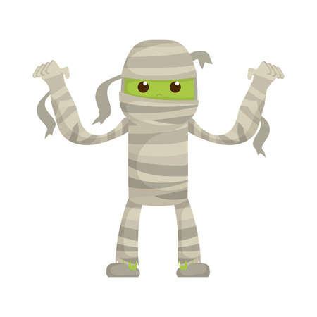 little boy with mummy costume character vector illustration designのイラスト素材