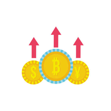 coins dollar with sterling pound and yen flat style vector illustration designのイラスト素材