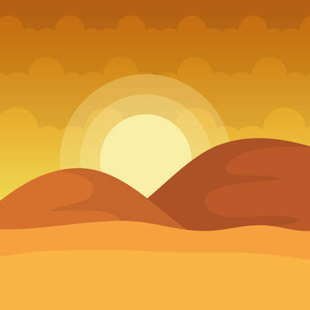landscape desert dune sand sunny day vector illustrationのイラスト素材