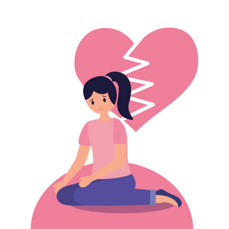 heart break woman with mental psychological depressed vector illustrationのイラスト素材