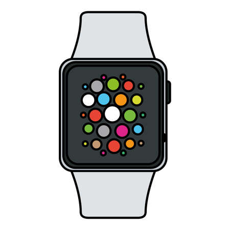 Smart watch design, Wearable technology media gadget application multimedia and wireless theme Vector illustrationのイラスト素材
