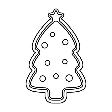 happy merry christmas tree cookie pastry vector illustration designのイラスト素材