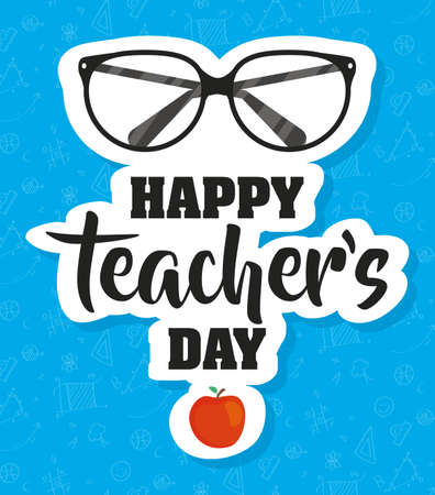 happy teachers day celebration with eyeglasses vector illustration designのイラスト素材