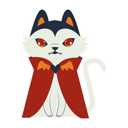 halloween cat mascot with dracula costume vector illustration designのイラスト素材