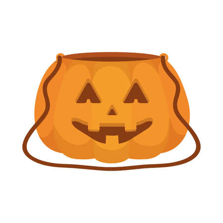 Pumpkin bag design, Halloween holiday horror scary celebration autumn dark and party theme Vector illustrationのイラスト素材