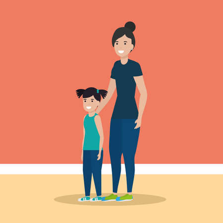 mother with daugther together smiling love vector illustrationのイラスト素材