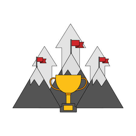 mountains flags arrows trophy success business vector illustrationのイラスト素材