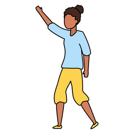 celebrating woman with arms up vector illustrationのイラスト素材